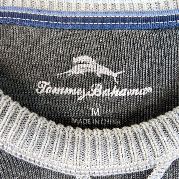 Tommy Bahama Gray Color Block Sweater Crewneck Casual Preppy Medium - Picture 3 of 4